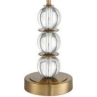 Modern Art Deco Style Buffet Table Lamp 32 1/2" Tall Skinny Brass Gold Metal Crystal Ball Accents Black Hardback Drum Shade Decor Living Room House Ho