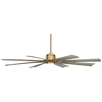 70" Defender Modern Outdoor Ceiling Fan with Dimmable Led Light Remote Control Soft Brass Weathered Oak Blades Damp Rated for Patio Exterior House Por