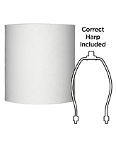 Set of 2 Hardback Tall Drum Lamp Shades White Medium 14" Top x 14" Bottom x 15" High Spider with Replacement Harp and Finial Fitting - Spring crest