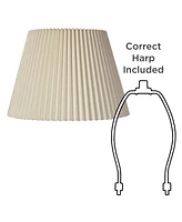 Set of 2 Drum Lamp Shades Ivory Knife Pleat Medium 8" Top x 14.5" Bottom x 10" High Spider with Replacement Harp and Finial Fitting - Spring crest