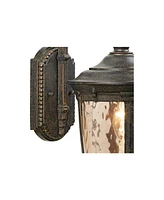 Bellagio European Outdoor Carriage Light Fixture Bronze Metal 16 1/2" Hammered Glass Wall Sconce for Exterior House Porch Patio Outside Deck Garage Ya