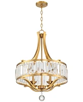 Possini Euro Design Prava Warm Brass Pendant Chandelier Lighting 21 1/2" Wide Strip Crystal Shade 4