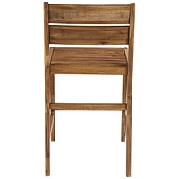 Nova Natural Acacia Wood Outdoor Bar Stools Set of 2 Brown 24" High Farmhouse Rustic Plank Seat with Ladder Backrest Footrest for Kitchen Counter Isla