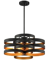 Possini Euro Design Zia Black Gold Metal Hanging Chandelier Lighting 25.50" Wide Modern Industrial 6-Light Fixture for Dining Room House Home Foyer Ki