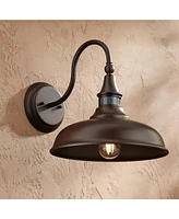 Gough Rustic Industrial Farmhouse Outdoor Barn Light Fixtures Set of 2 Bronze Dusk To Dawn Motion Sensor Dark Sky 12 1/2" for Exterior House Porch Pat