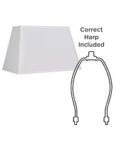 White Large Rectangular Lamp Shade 14" Wide x 6" Deep at Top and 18" Wide x 12" Deep at Bottom and 12" Height (Spider) Replacement with Harp and Finia