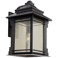 Hickory Point Farmhouse Rustic Mission Outdoor Wall Light Fixture Bronze Lantern 19" Frosted Cream Glass for Exterior House Porch Patio Outside Deck G