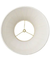 Creme Linen Medium Box Pleat Lamp Shade 7" Top x 14" Bottom x 11" High (Spider) Replacement with Harp and Finial - Springcrest