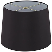 Set of 2 Black Faux Silk Medium Drum Lamp Shades 11" Top x 13" Bottom x 9.5" Slant x 9.5" High (Spider) Replacement with Harp and Finial