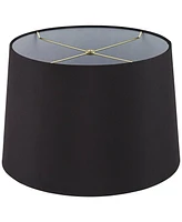 Black Faux Silk Medium Tapered Drum Lamp Shade 13" Top x 15" Bottom x 10" Slant x 10" High (Spider) Replacement with Harp and Finial - Spring crest