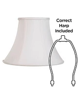 White Medium Bell Lamp Shade 7" Top x 14" Bottom x 11" Slant x 10.5" High (Spider) Replacement with Harp and Finial - Imperial Shade