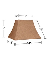 Springcrest Natural Burlap Medium Rectangle Lamp Shade 8" Wide x 5" Deep at Top and 14" Wide x 11" Deep at Bottom and 10" Slant x 9" Height (Spider) R