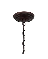 Robert Louis Tiffany Peacock Glass Bronze Tiffany Style Pendant Chandelier 20" Wide Stained Glass 3-Light Fixture for Dining Room House Foyer Entryway