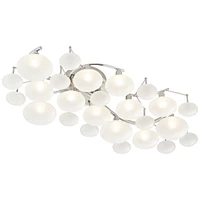 Possini Euro Design Lilypad Modern Ceiling Light Semi Flush-Mount Fixture 30" Wide Chrome 12-Light Frosted Opal Etched Glass for Bedroom Kitchen Livin