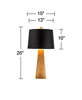 Obelisk Modern Table Lamp 26" High Gold Leaf Tapered Column Black Paper Drum Shade Decor for Bedroom Living Room House Home Bedside Nightstand Office