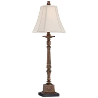 Regency Hill Thornewood 35 1/2" Tall Large Traditional End Table Lamp Brown Finish Single Fabric Beige Shade Console Living Room Bedroom Bedside Night