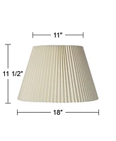 Empire Lamp Shade Ivory Knife Pleated Large 11" Top x 18" Bottom x 12" High Spider with Replacement Harp and Finial Fitting - Springcrest