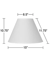 Antique White Linen Medium Lamp Shade 6.5" Top x 15" Bottom x 10.75" High x 11.75" Slant (Spider) Replacement with Harp and Finial - Springcrest