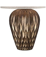 Bulkhead Modern Table Lamp 28" Tall Warm Bronze Brown Geometric Textured Urn Tapered Fabric Drum Shade for Bedroom Living Room House Home Bedside Nigh