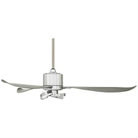 Possini Euro Design 56" Vengeance Modern Indoor Ceiling Fan 3 Blade Led Light Remote Control Chrome Finish Silver Blades Bedroom Living Room Kitchen D