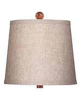 Frasier Modern Accent Table Lamp 23 1/2" High Brown Faux Wood Tapered Column Oatmeal Drum Shade for Bedroom Living Room House Home Bedside Nightstand