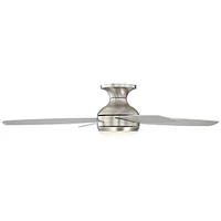 Casa Vieja 52" Elite Modern Industrial Hugger Low Profile Indoor Ceiling Fan with Led Light Remote Control Brushed Nickel Silver Blades House Bedroom