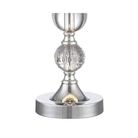 Solange 25" High Modern Glam Luxury Table Lamps Set of 2 Silver Finish Stacked Crystal White Shade Living Room Bedroom Bedside Nightstand House Office