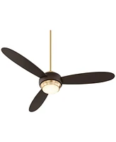 Casa Vieja 54" Lynx Modern 3 Blade Indoor Ceiling Fan with Dimmable Led Light Remote Bronze Soft Brass Frosted Opal Glass for Living Kitchen House Bed