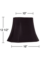 Black Oblong Cut Corner Medium Lamp Shade 10" Wide x 7" Deep at Top and 16" Wide x 12" Deep at Bottom and 13" Slant x 12.5" H (Spider) Replacement wit