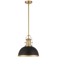 Possini Euro Design Posey Soft Gold Hanging Pendant Lighting 13" Wide Modern Black Dome Shade Fixture for Dining Room House Home Foyer Kitchen Entrywa