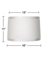 Set of 2 Off-White Fabric Medium Drum Lamp Shades 15" Top x 16" Bottom x 11" High (Spider) Replacement with Harp and Finial - Spring crest
