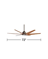 Casa Vieja 72" Power Hawk Modern Large Indoor Outdoor Ceiling Fan with Light Led Remote Control Oil Rubbed Bronze Painted Wood Damp Rated for Patio Ex