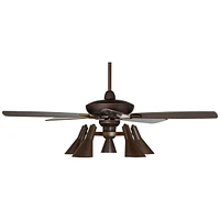 52" Journey Retro Indoor Ceiling Fan with Light Kit Led Dimmable Remote Control Oil Rubbed Bronze Adjustable 5-Light for House Bedroom Living Room Hom