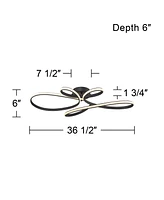 Helix Ultra Modern Semi Flush-Mount Ceiling Light Sand Black Dimmable Led Strip Twisting Ribbon Steel Metal 36 1/2" Wide Bedroom Kitchen Living Room H