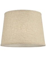 Set of 2 Hardback Drum Lamp Shades Burlap Linen Medium 11" Top x 13" Bottom x 9.5" High Spider with Replacement Harp and Finial Fitting