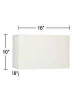 Off-White Medium Rectangular Paper Lamp Shade 16" Wide x 8" Deep x 10" High (Spider) Replacement with Harp and Finial - Springcrest