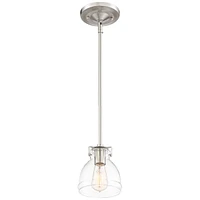 Possini Euro Design Bellis Brushed Nickel Mini Pendant Light 6 1/2" Wide Modern Industrial Clear Glass Shade Fixture for Dining Room Living House Home