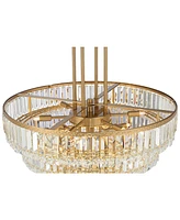 Vienna Full Spectrum Magnificence Soft Gold Pendant Chandelier 23 3/4" Wide Modern Led 5-Tiered Clear Faceted Crystal Glass 15-Light Fixture for Dinin