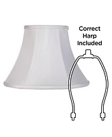 Set of 2 Bell Lamp Shades White Small 6" Top x 12" Bottom x 9" Slant x 8.5" High Spider with Replacement Harp and Finial Fitting - Imperial Shade