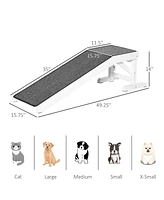 PawHut Dog Ramp for Bed, Pet Ramp for Dogs with Non-Slip Carpet and Top Platform, 49" x 16" x 14", White