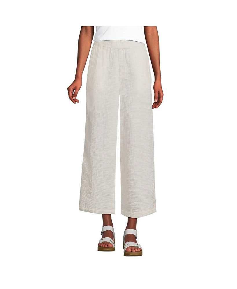 Lands' End Women's High Rise Gauze Crop Pants