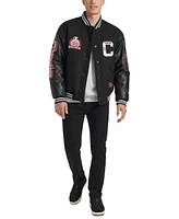 Champion Men's Logo-Patch Mixed-Media Varsity Jacket