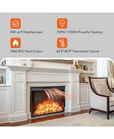 Costway 26 Inch Recessed Electric Fireplace heater W/ Remote Control