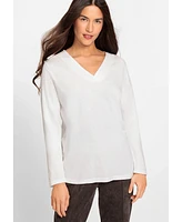 Olsen Women's Long Sleeve Solid V-Neck T-Shirt