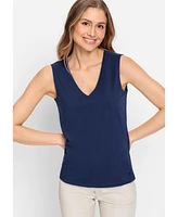 Olsen Women's Cotton Blend Sleeveless V-Neck Shell