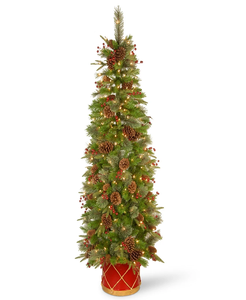 National Tree Company 6 ft. Pre-Lit Feel Real Artificial Colonial Fir Half Tree with 200 Clear Lights