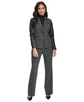 Calvin Klein Womens Faux Leather Sleeve Blazer Straight Leg Pants