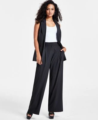 Bar Iii Petite Pinstripe Long Vest Pinstripe Pleated Pants Created For Macys