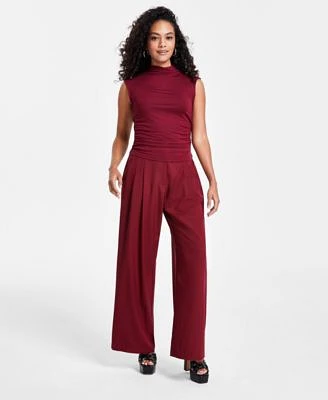 Bar Iii Petite Mock Neck Sleeveless Top Pleated Wide Leg Pants Created For Macys