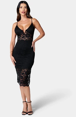 Bebe Women's Lace-Up Back Midi Dress